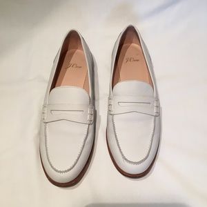 White Leather Penny Loafers